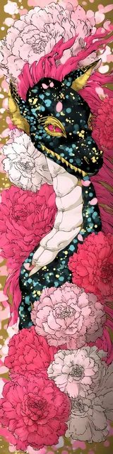 Free dragon bookmark featuring a dark-faced dragon